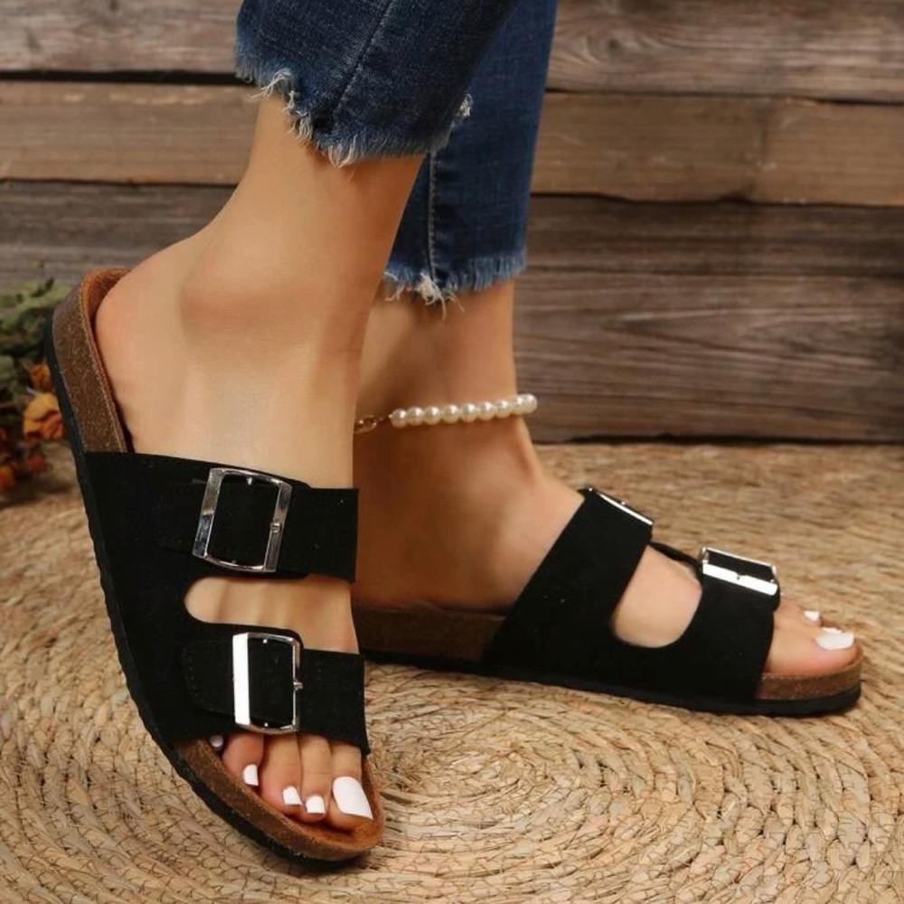Women Buckle Decor Footbed Sandals